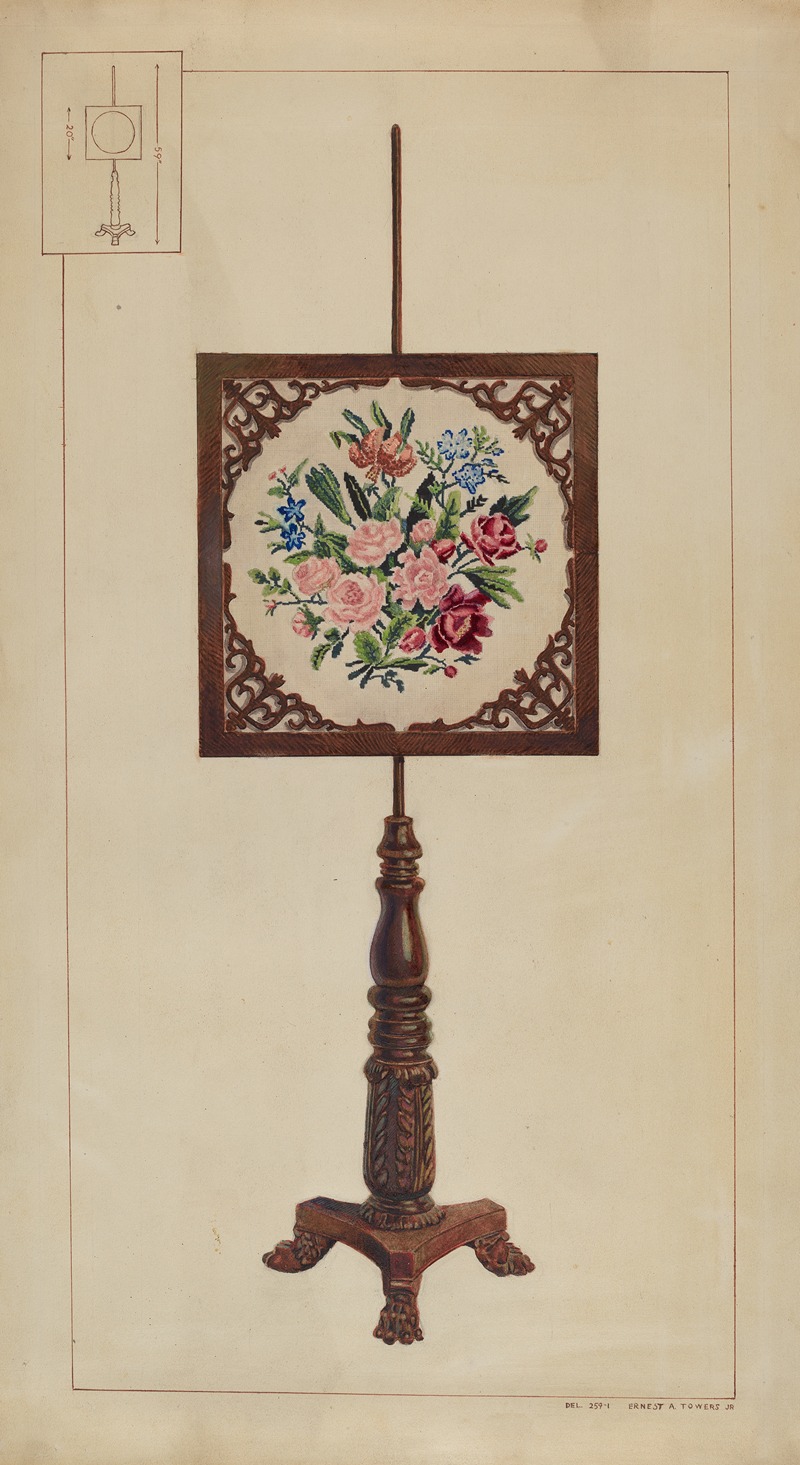 Ernest A. Towers, Jr. - Petit Point Fire Screen