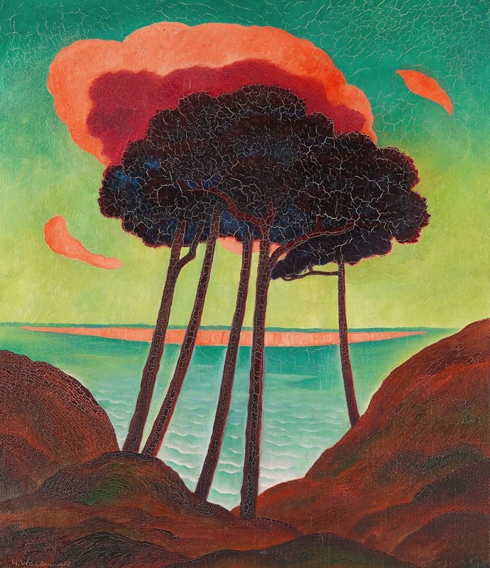 Gustav Wunderwald - Kiefern mit roter Wolke