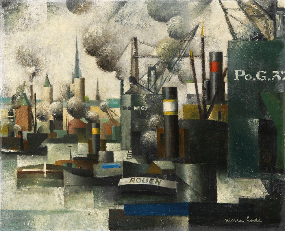 Pierre Hodé - Dans le port de Rouen