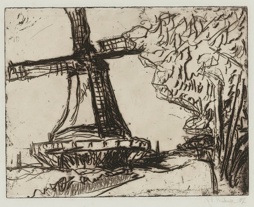 Ernst Ludwig Kirchner - Windmühle Auf Fehmarn (Dube E 48)