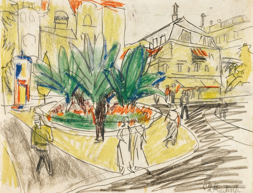 Ernst Ludwig Kirchner - The Bosquet In Albertplatz In Dresden