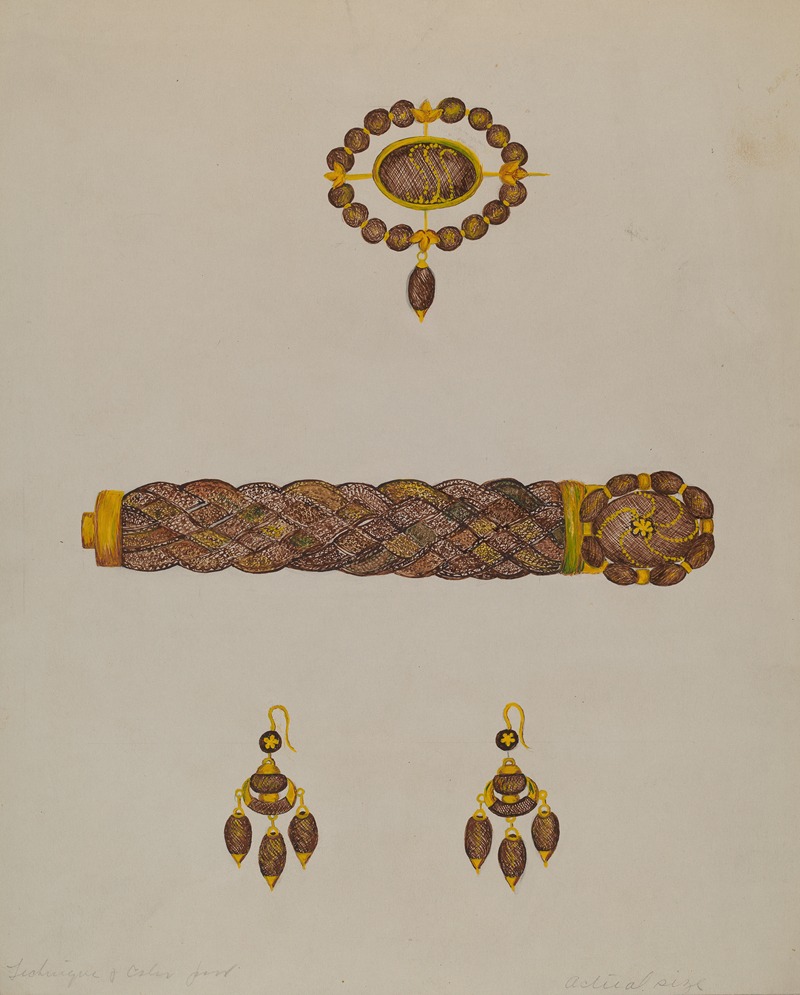 Florence Stevenson - Hair Bracelet, Earrings, and Brooch