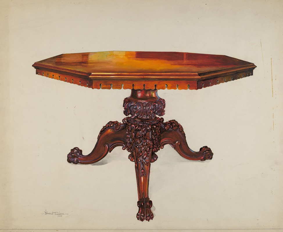 Florence Truelson - Carved Mahogany Table