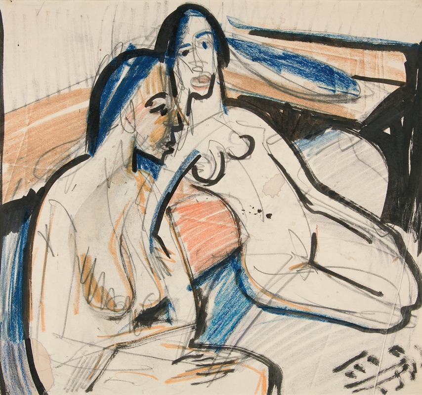 Ernst Ludwig Kirchner - Two Seated Women in Studio