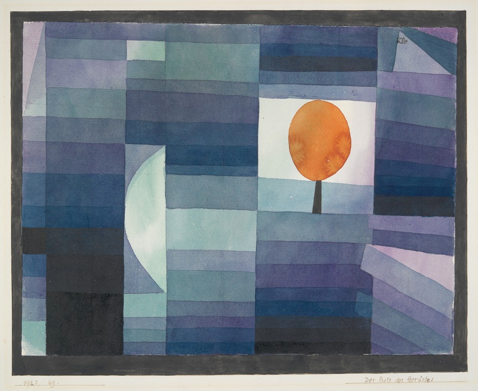Paul Klee - The Harbinger of Autumn [green and violet gradation with orange accent]