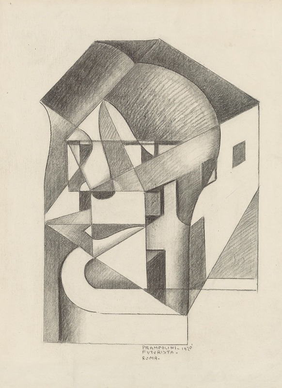 Enrico Prampolini - Architectonic Absolute; Head and Houses (Futurista Roma)