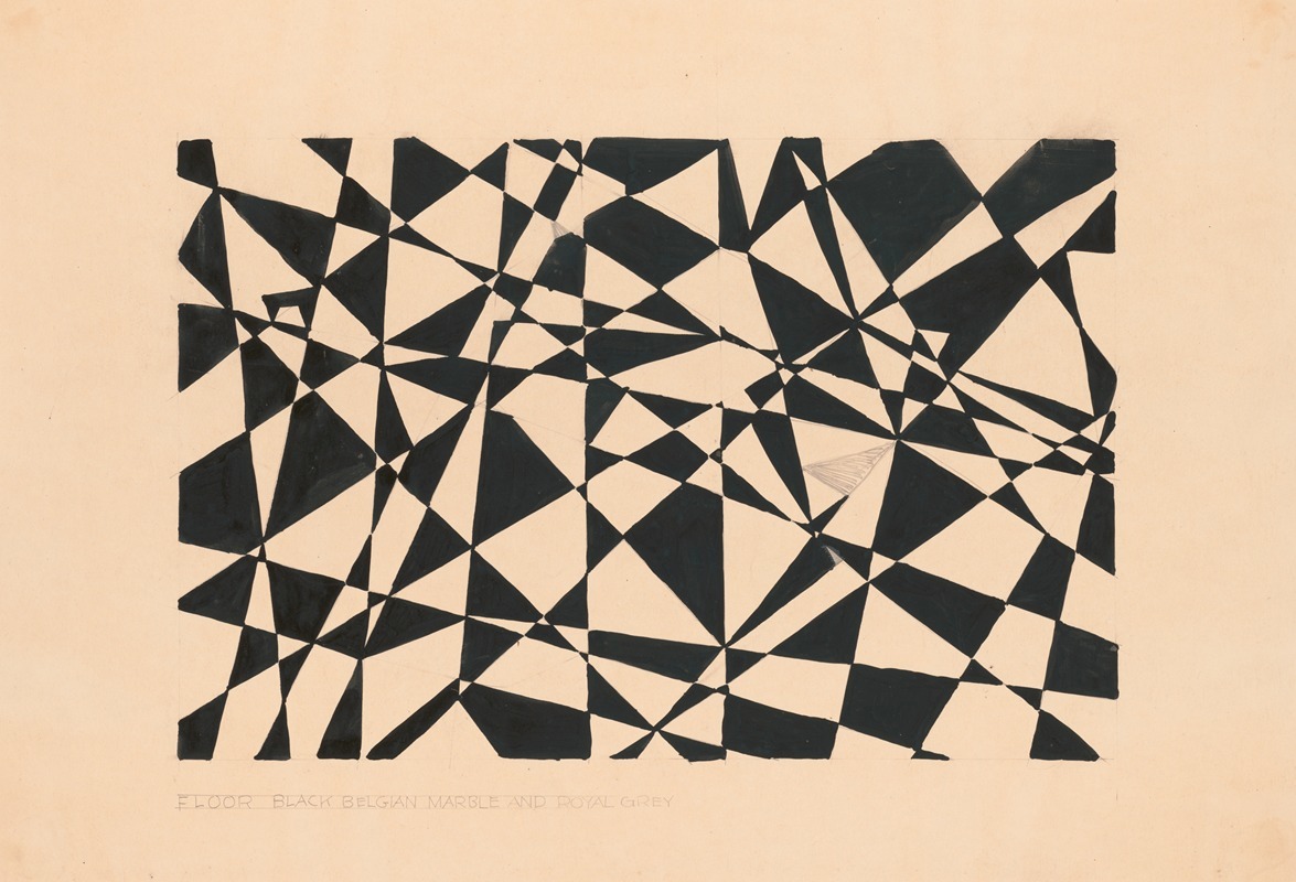 Winold Reiss - [Design for unidentified floor, black Belgian marble and royal grey.] [Drawing with abstract pattern