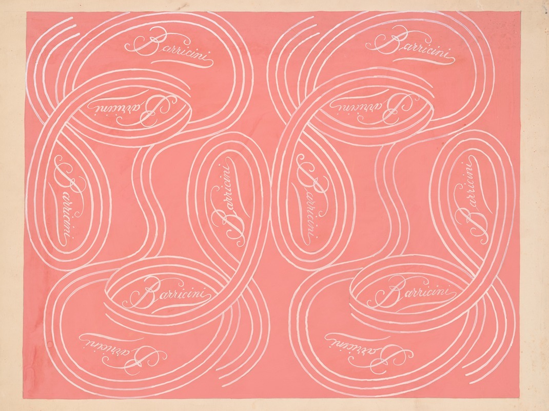 Winold Reiss - calligraphic scrolls and script on salmon background