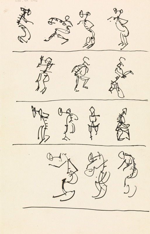 Four Registers of Fourteen Dancing Figures by Henri Gaudier-Brzeska ...