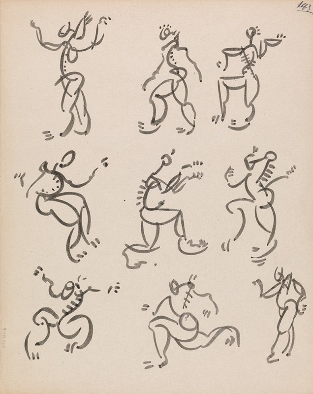 Henri Gaudier-Brzeska - Nine Dancing Figures, in Three Registers