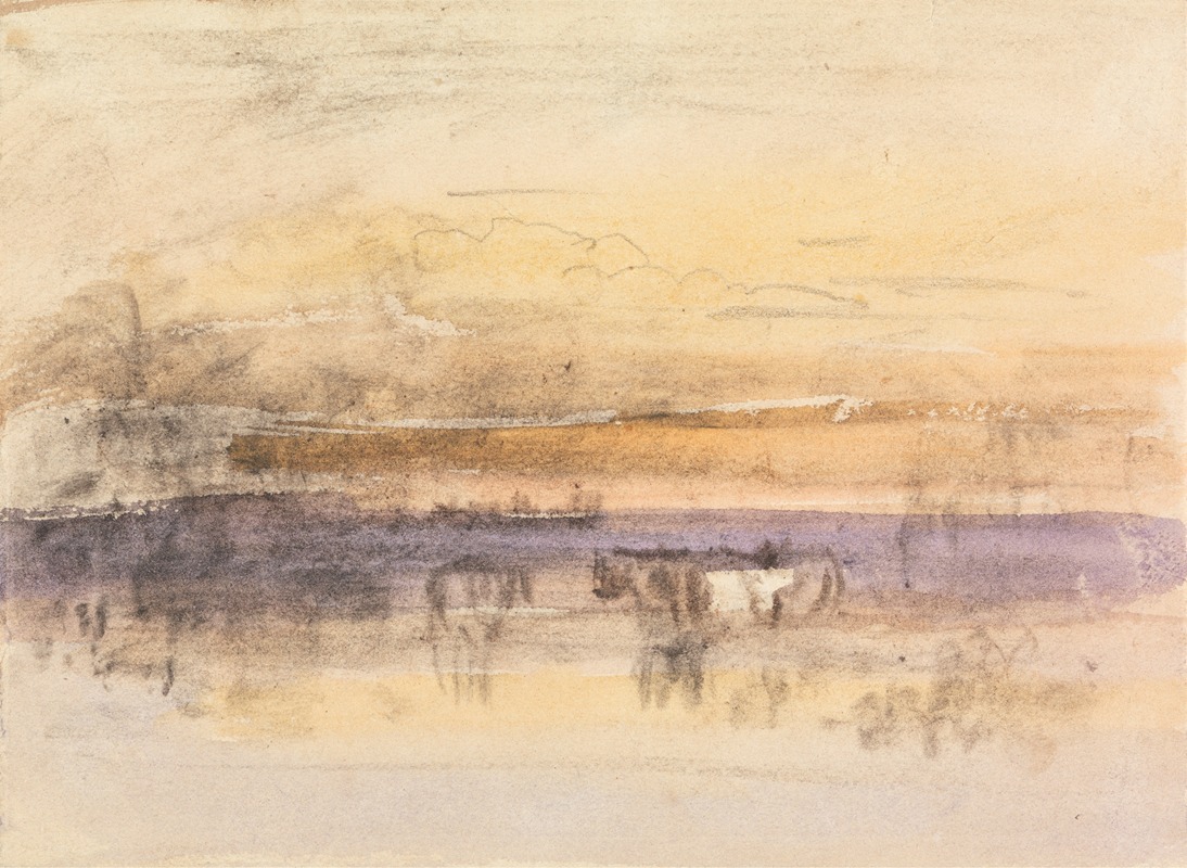 John Varley - Cattle Watering at Sunset