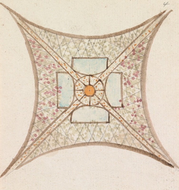 Henry Swinburne - One of Four Sketches, of Ceilings, in the Vatican Gallery