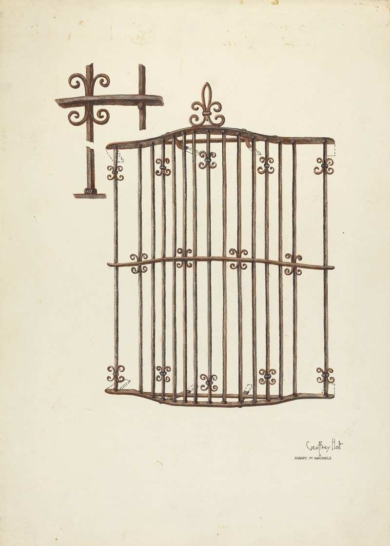 Geoffrey Holt and Harry Mann Waddell - Iron Grille at Window – Restoration Drawing