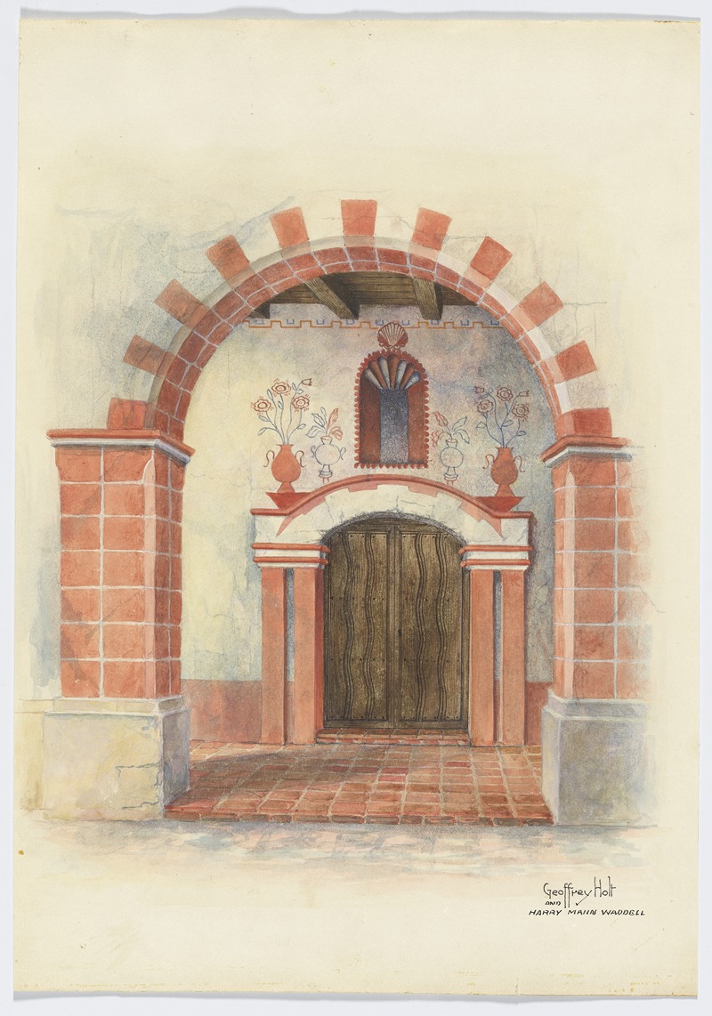 Geoffrey Holt and Harry Mann Waddell - Restoration Drawing – Main Doorway & Arch to Mission House