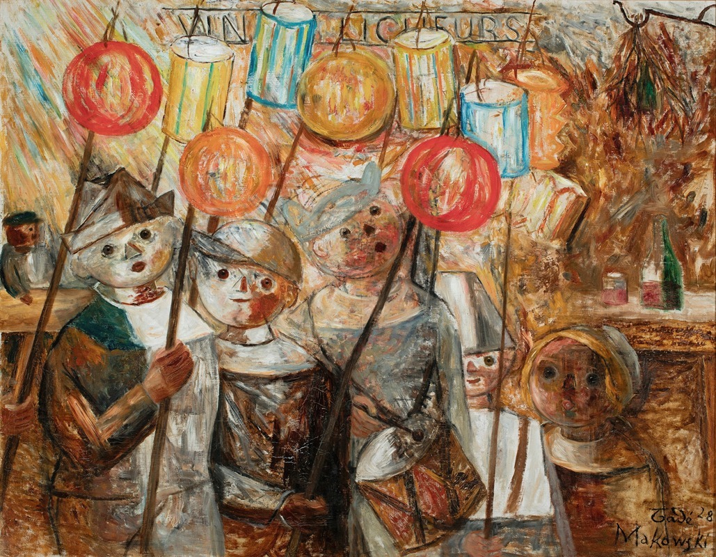 Tadeusz Makowski - Children with torches (La retraite aux flambeaux)