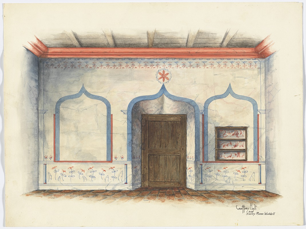 Geoffrey Holt and Harry Mann Waddell - Restoration Drawing – Wall Painting