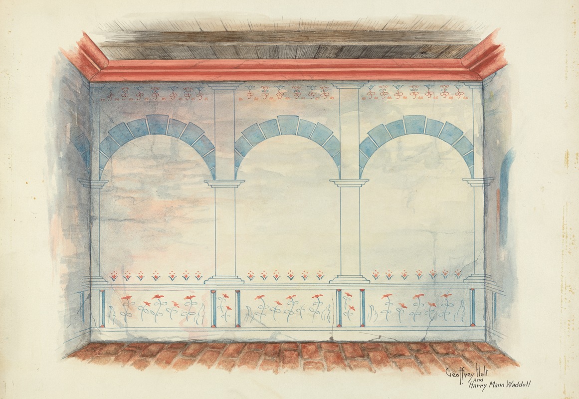 Geoffrey Holt and Harry Mann Waddell - Restoration Drawing – Wall Painting