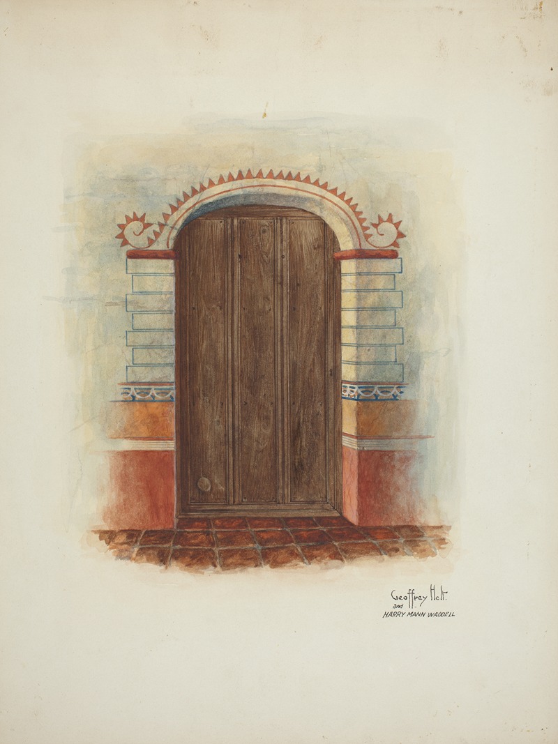 Geoffrey Holt and Harry Mann Waddell - Wall Painting and Door (Interior)