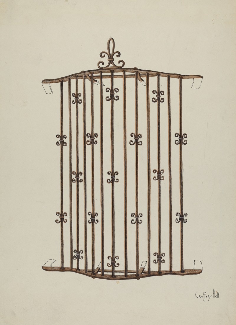 Geoffrey Holt - Iron Grille (at Window) a Restoration Drawing