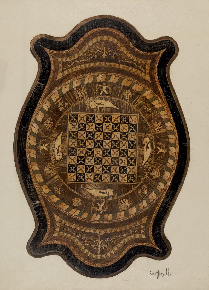 Geoffrey Holt - Marquetry Table – Showing Inlay Top