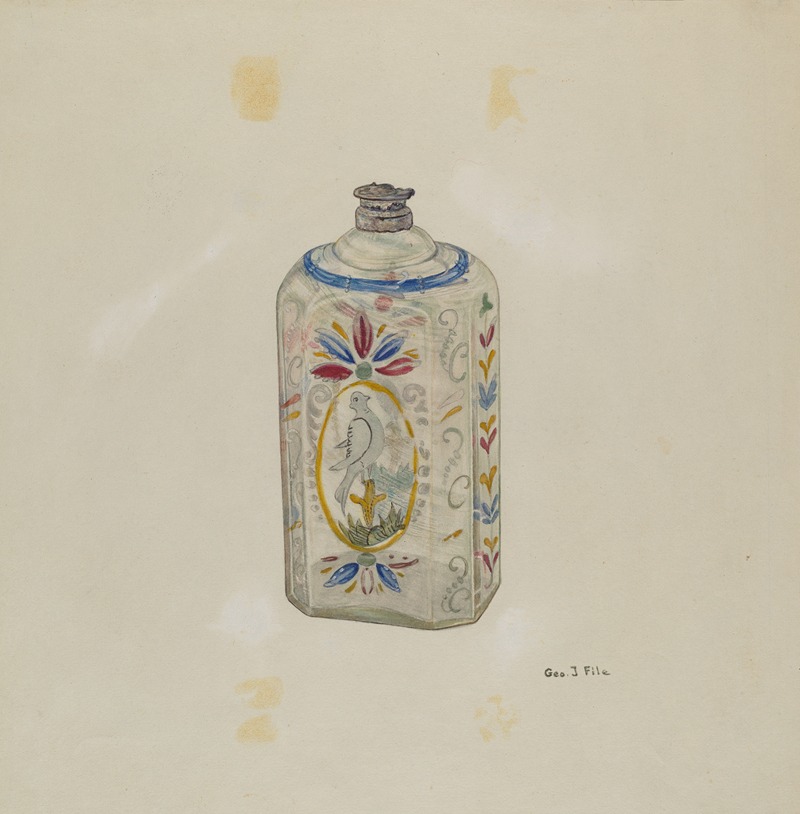 George File - Decorated Glass Flask