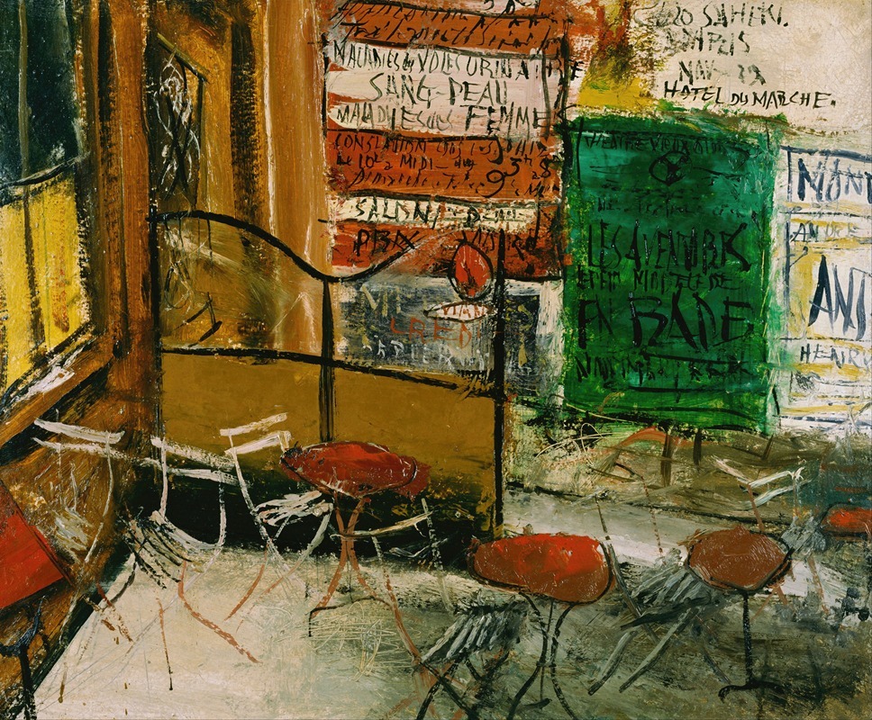 Saeki Yūzō - Café Terrace with Posters