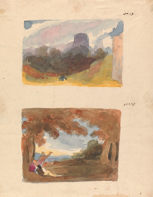 Thomas Sully - Landscape with Castle – Modern Manner (no. 13); Landscape with Figures in Foreground