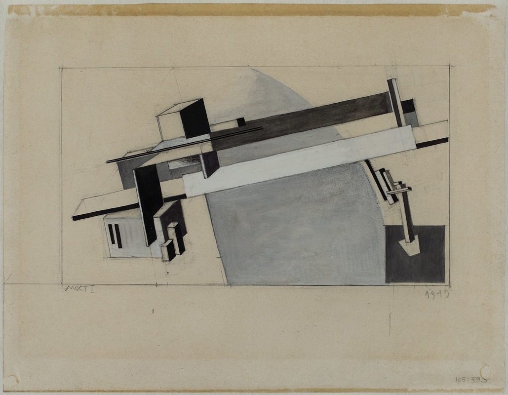 El Lissitzky - Proun Study 1A (Proun S. K.) the Bridge