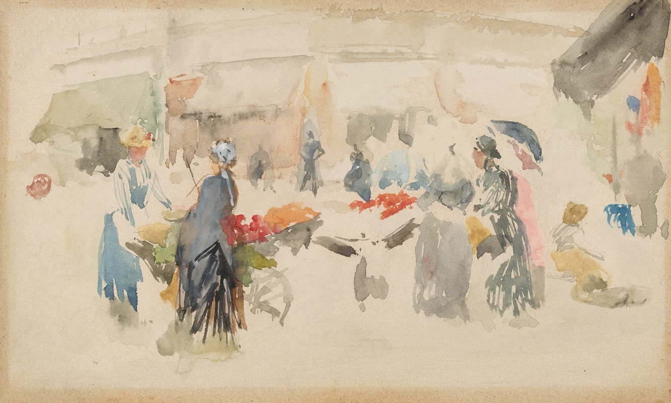 James Abbott McNeill Whistler - Flower Market; Dieppe