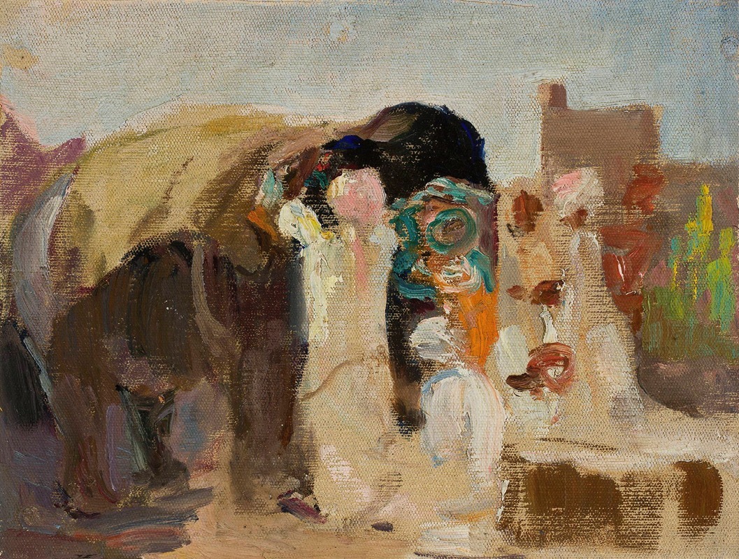 Jan Ciągliński - Jaipur – painting the elephant. From the journey to India