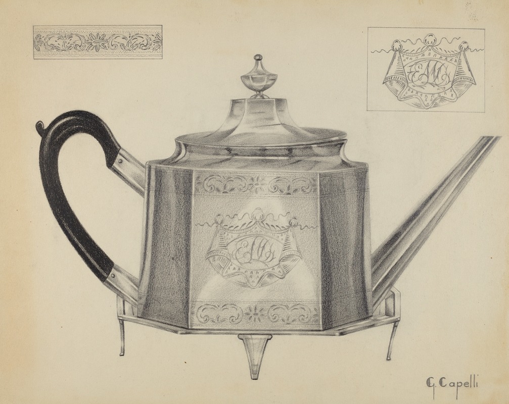 Giacinto Capelli - Silver Teapot with Tray