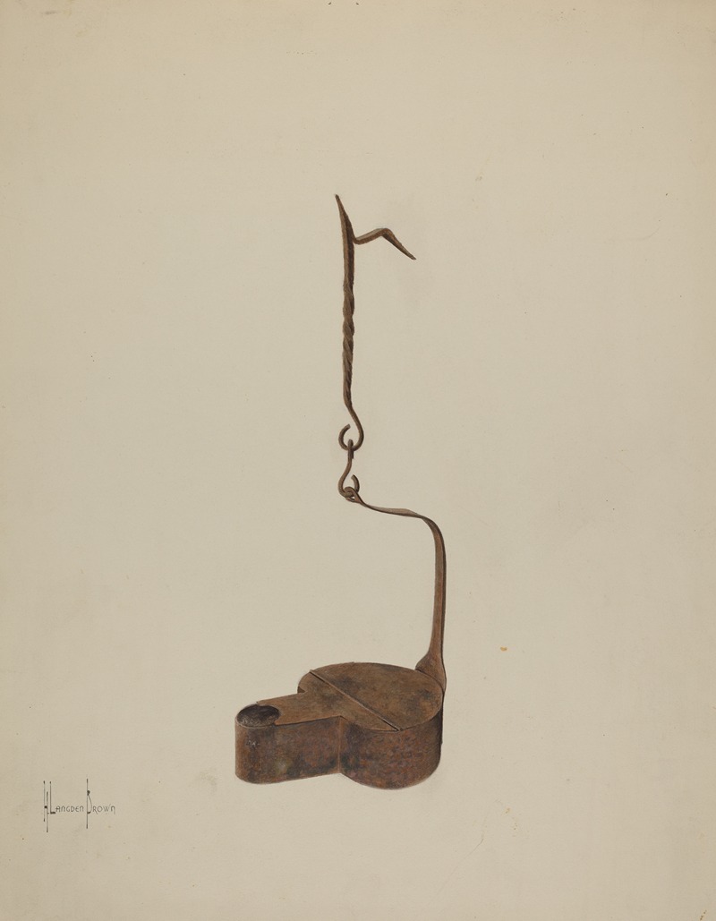 H. Langden Brown - Wrought Iron Betty Lamp