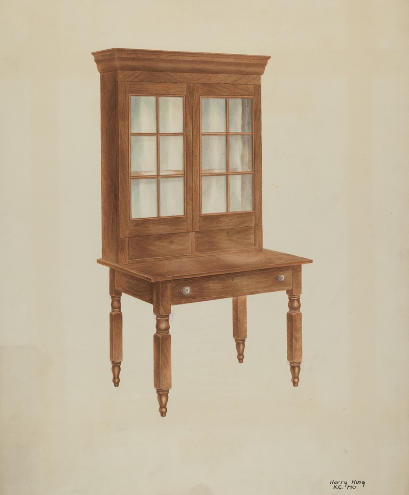 Harry King - Walnut Desk and Bookcase