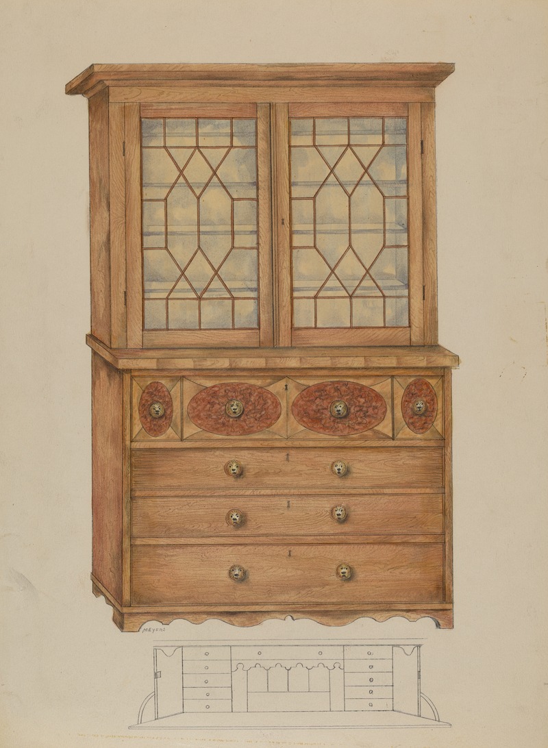 Henry Meyers - Combination Book Case, Desk, and Bureau