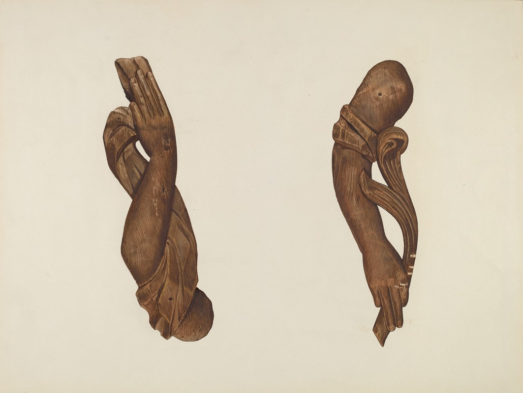 John Davis - Pair of Carved Wooden Arms