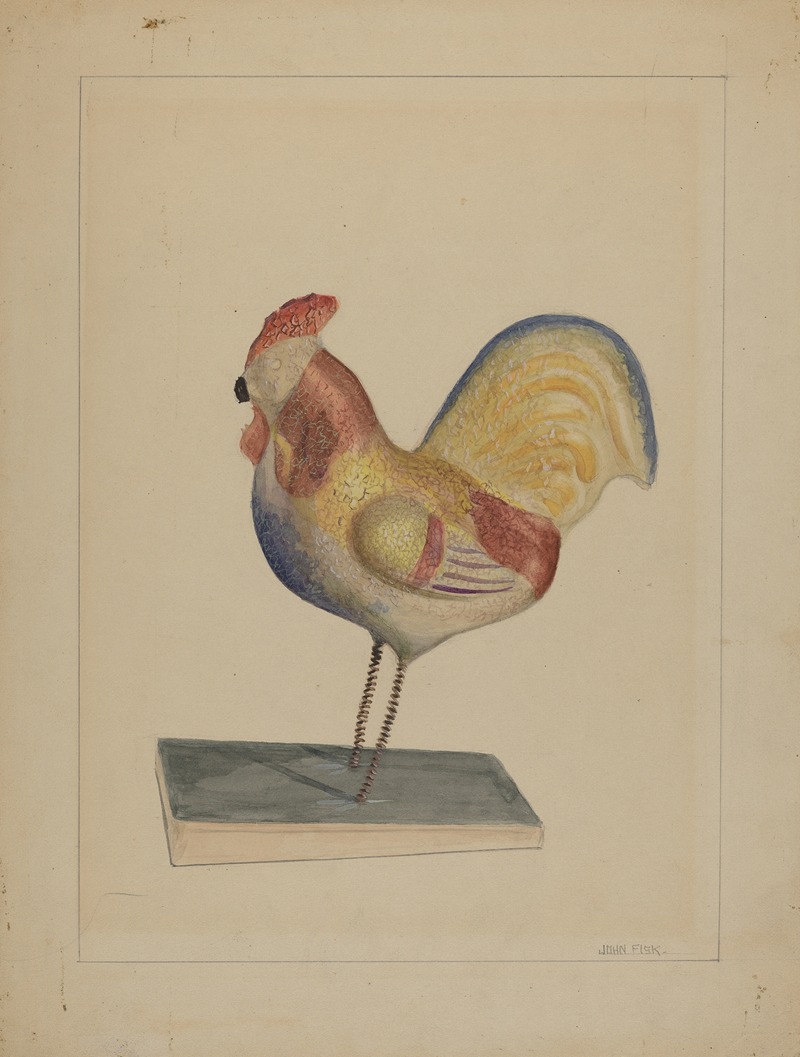 John Fisk - Pa. German Toy Rooster w- Bellows