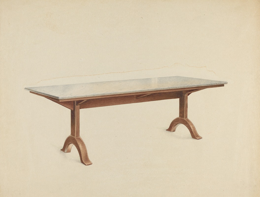 John W. Kelleher - Shaker Dining Table with Marble Top