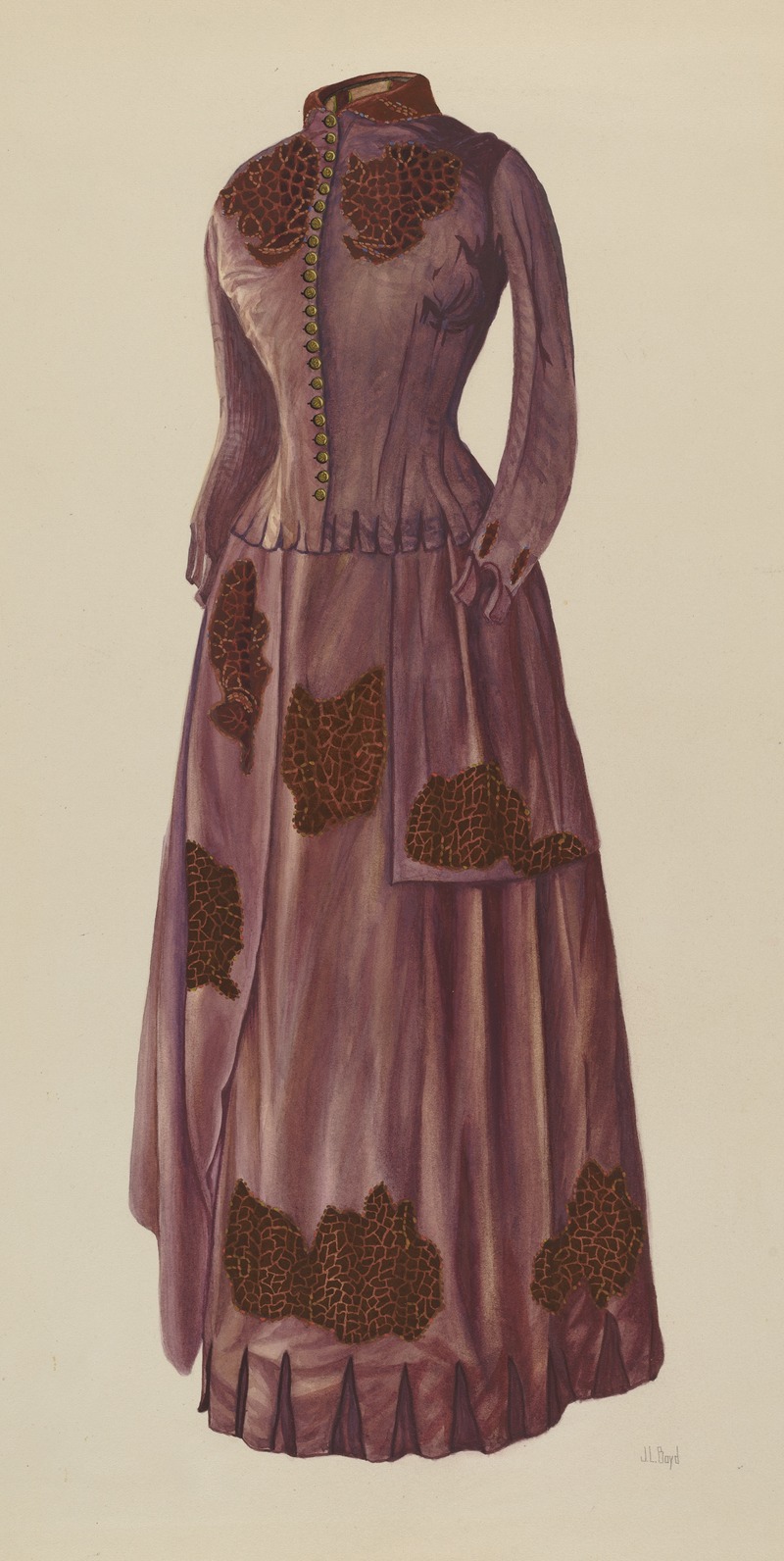 Joseph L. Boyd - Brown Silk Afternoon Dress