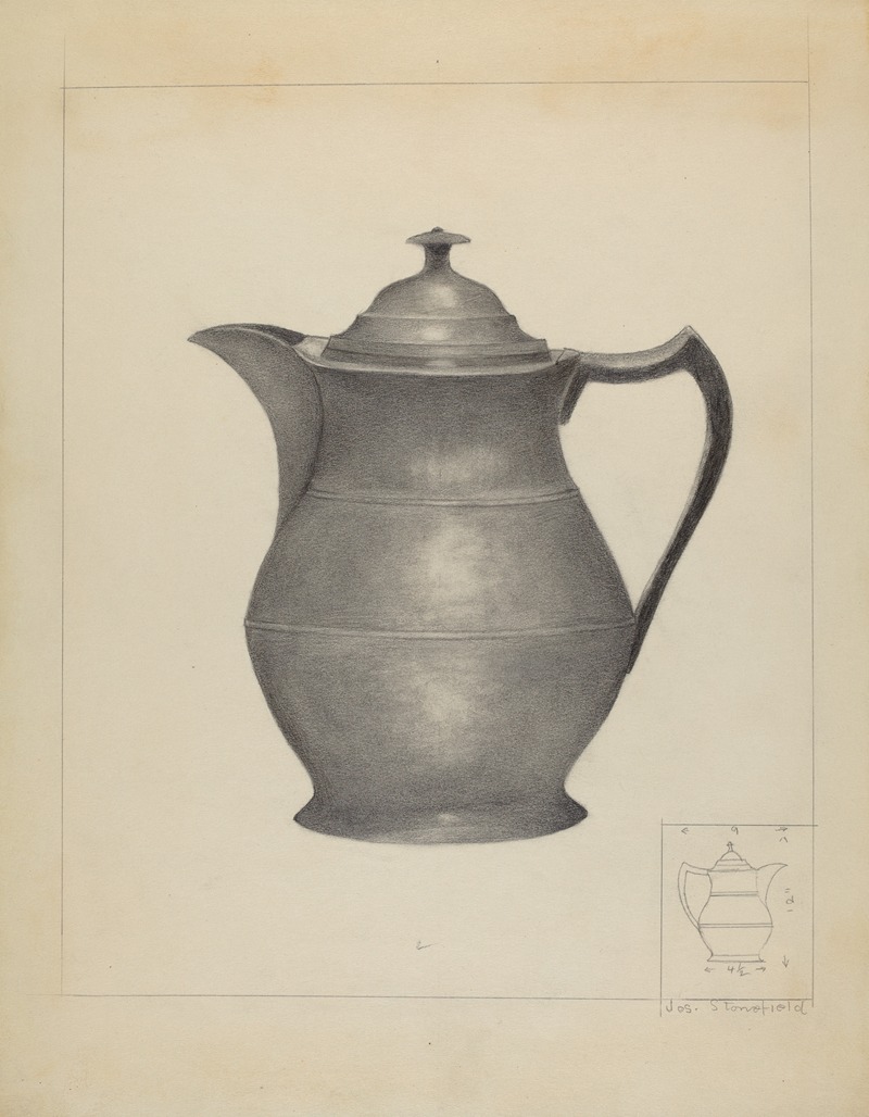 Joseph Stonefield - Pewter Covered Water Pitcher