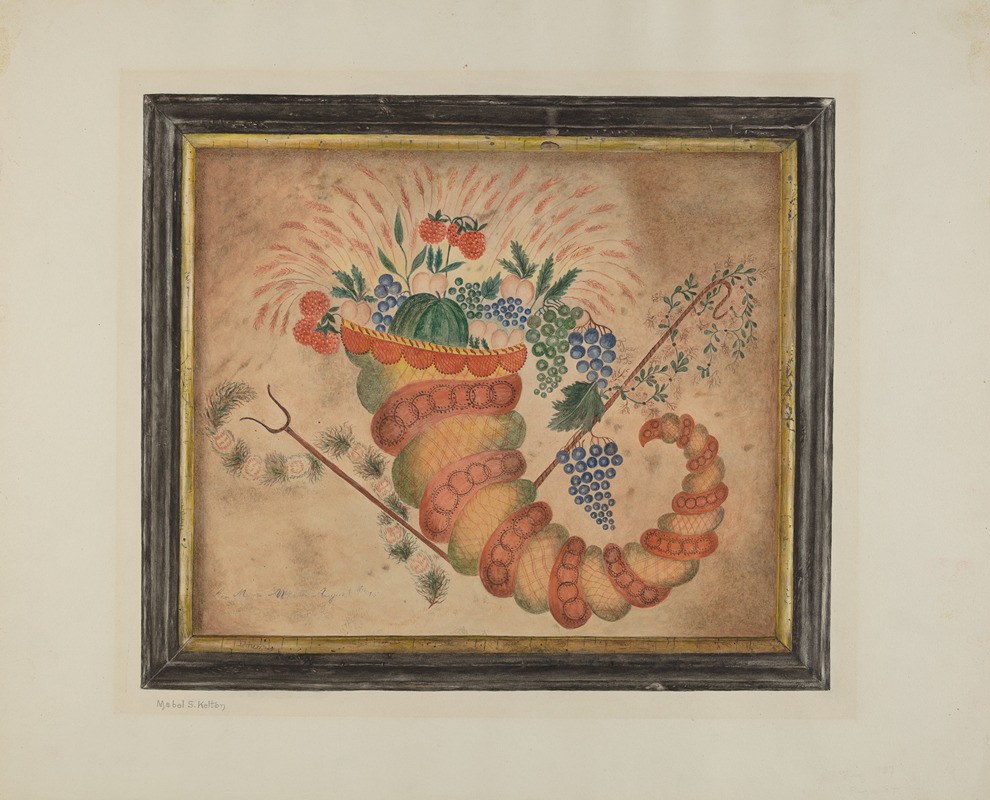 Mabel S. Kelton - Watercolor – Cornucopia of Fruit