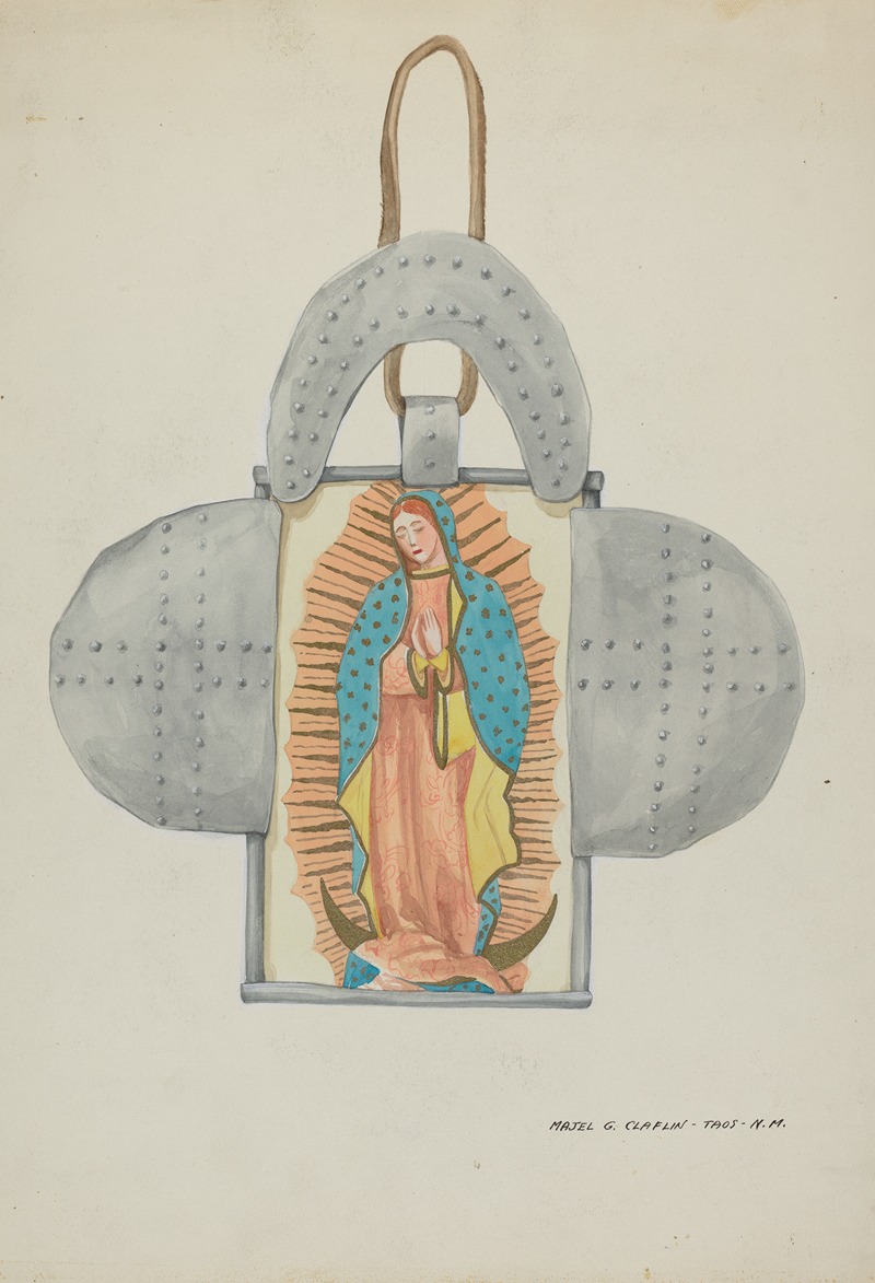 Majel G. Claflin - Hand Drawn Guadalupe in Tin Form