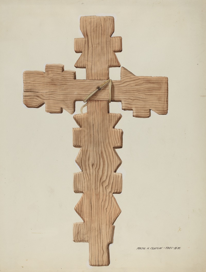 Majel G. Claflin - Penitente Cross, Carved Wood