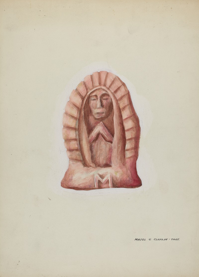 Majel G. Claflin - Small Statue of Guadalupe Cut in Stone