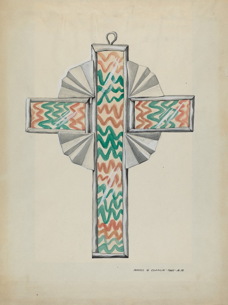 Majel G. Claflin - Tin and Painted Glass Cross