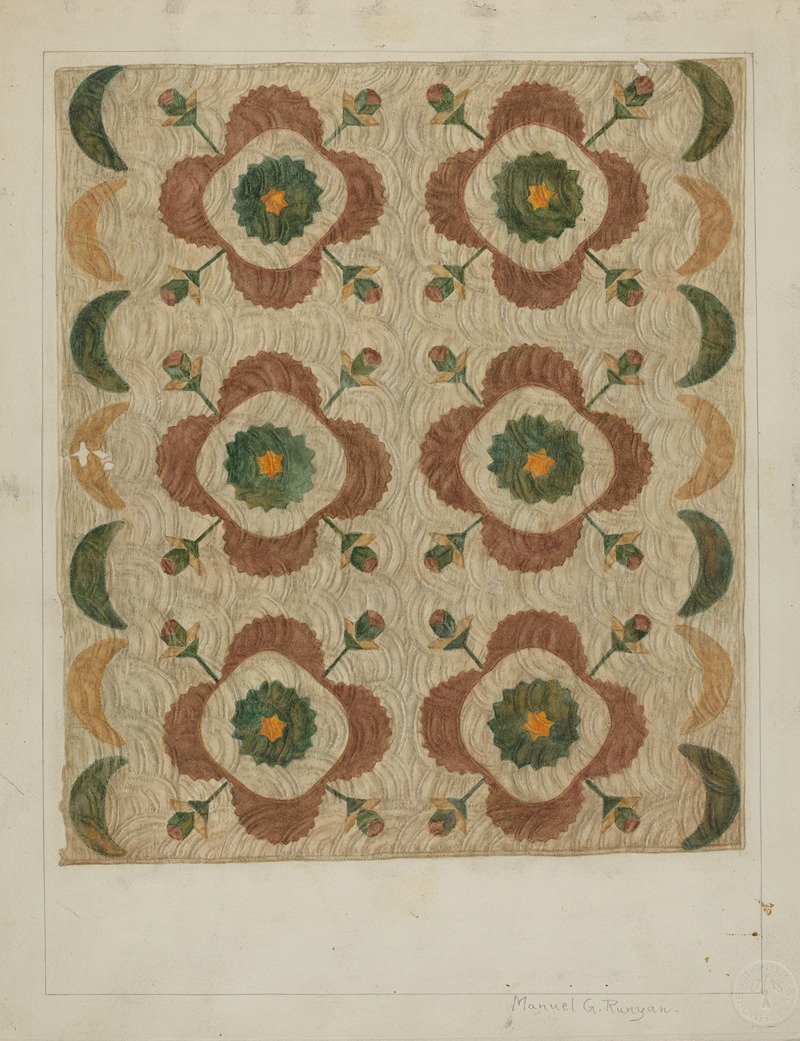 Manuel G. Runyan - Applique and Quilted Coverlet