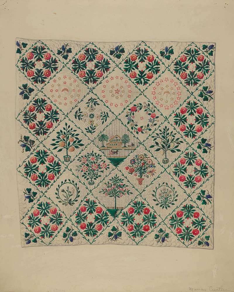 Marian Curtis Foster - Embroidered Applique Quilt
