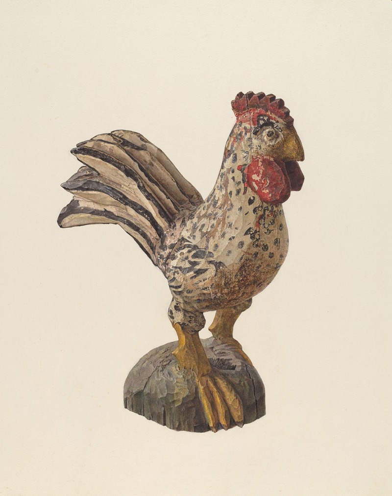 Marian Page - Rooster Woodcarving