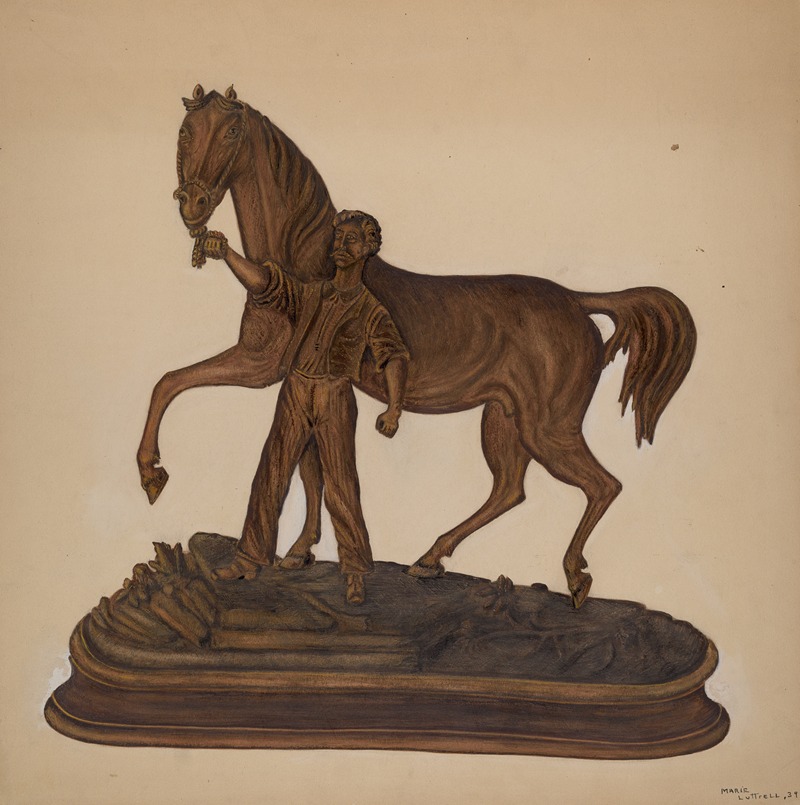 Marie Lutrell - Horse and Man Woodcarving