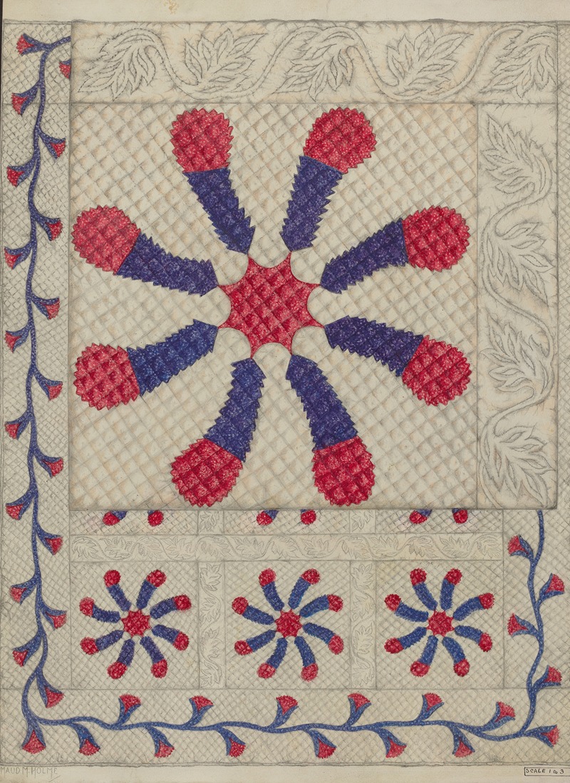 Maud M. Holme - Pieced and Quilted Coverlet