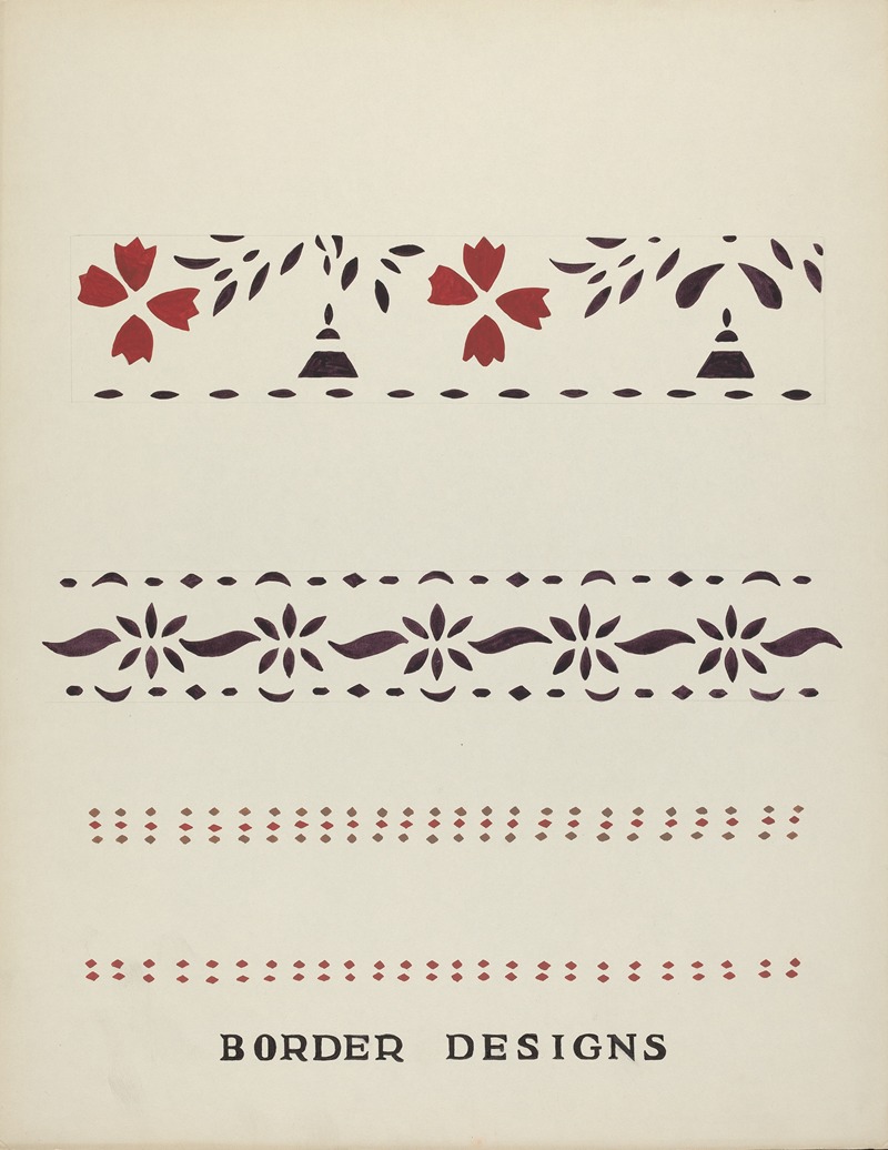 Mildred E. Bent - Border Designs From Proposed Portfolio Maine Wall Stencils